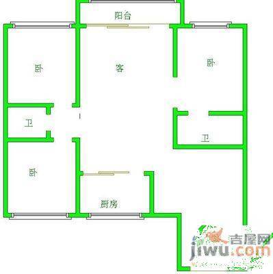 宇利大厦3室2厅2卫152㎡户型图