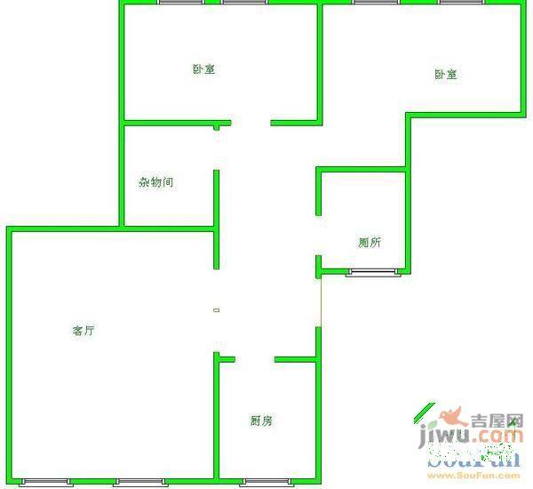 麒龙家园3室1厅1卫117㎡户型图