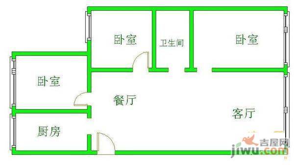 麒龙家园3室1厅1卫117㎡户型图