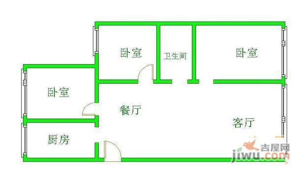 麒龙家园3室1厅1卫117㎡户型图