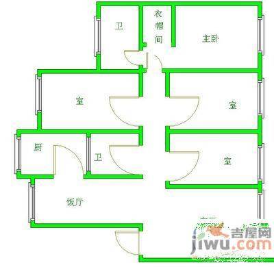 嘉禾路商住楼4室2厅2卫153㎡户型图