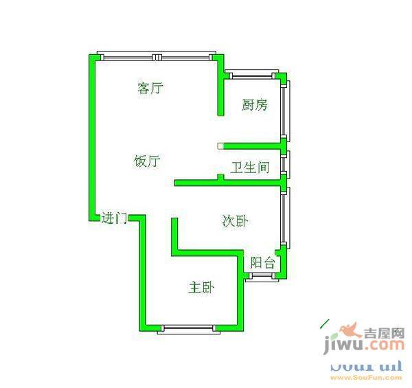 碧玉园2室2厅1卫85㎡户型图