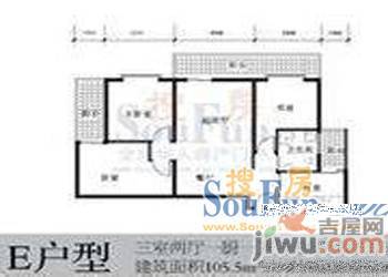 蓝天白云3室1厅1卫103㎡户型图