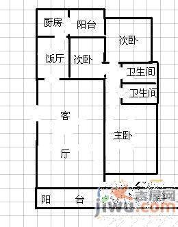 蓝天白云3室1厅1卫103㎡户型图