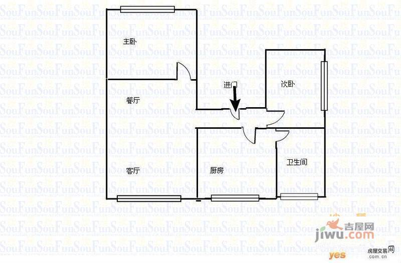 榕贵大厦2室1厅1卫户型图