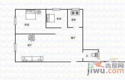 大营坡汪家湾2室1厅1卫65㎡户型图