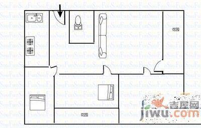 大营坡汪家湾2室1厅1卫65㎡户型图