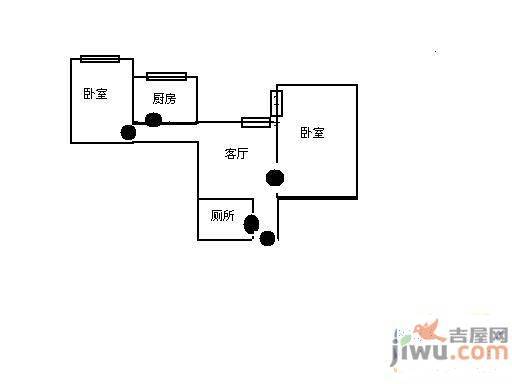 大营坡汪家湾2室1厅1卫65㎡户型图