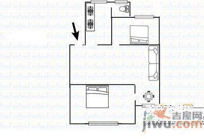 大营坡汪家湾2室1厅1卫65㎡户型图