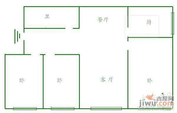 延安小区2室1厅1卫52㎡户型图