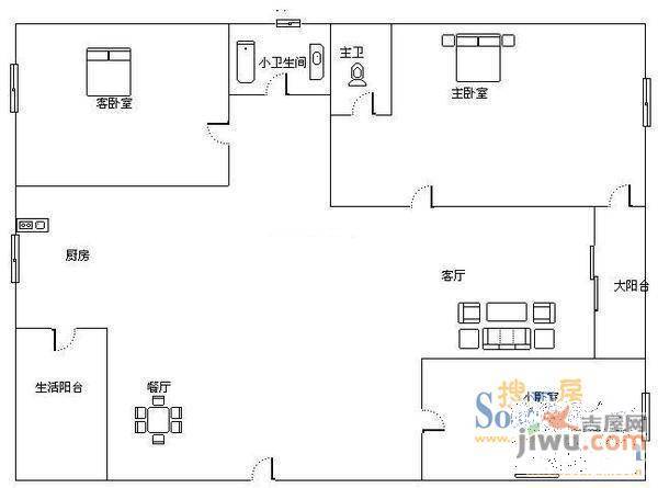 世纪城龙泉新村3室2厅2卫户型图