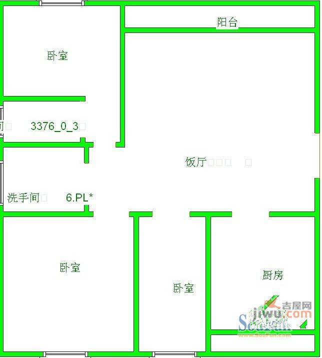 碧海龙珠3室2厅1卫户型图