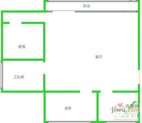 书香门第2室1厅1卫75㎡户型图