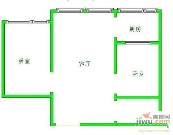 书香门第2室1厅1卫75㎡户型图