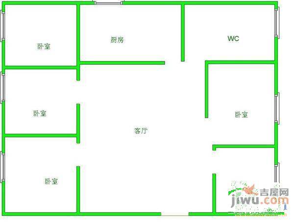 书香门第2室1厅1卫75㎡户型图