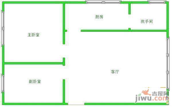 书香门第2室1厅1卫75㎡户型图