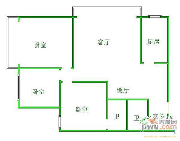 智诚大厦2室2厅1卫94㎡户型图