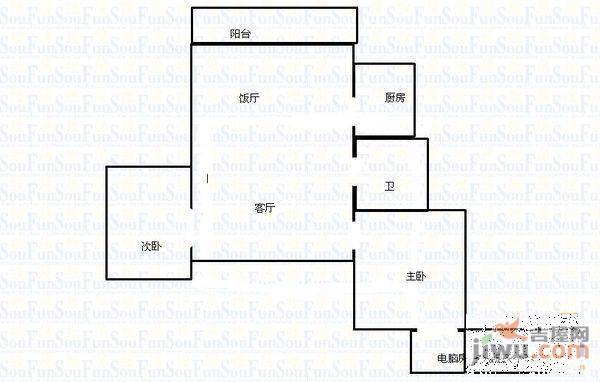 朗晴居2室1厅1卫户型图