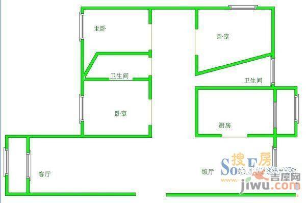 枫林小区3室1厅2卫户型图