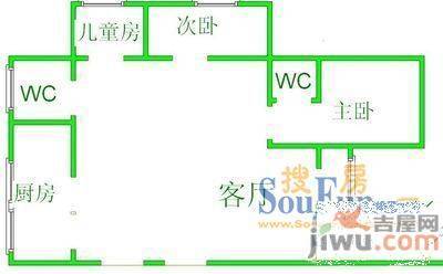 枫林小区3室1厅2卫户型图