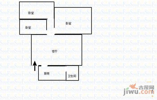 虎门巷小区2室1厅1卫52㎡户型图