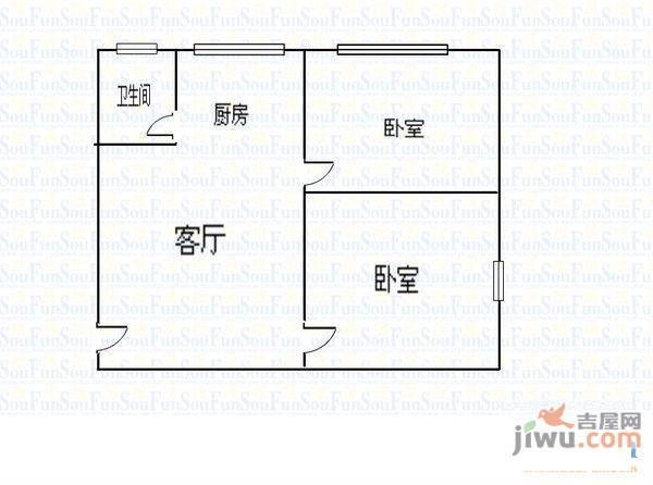 虎门巷小区2室1厅1卫52㎡户型图