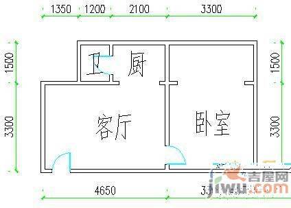 虎门巷小区2室1厅1卫52㎡户型图