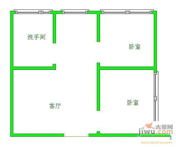 虎门巷小区2室1厅1卫52㎡户型图