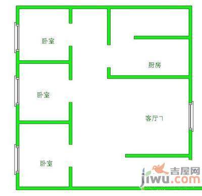 虎门巷小区2室1厅1卫52㎡户型图