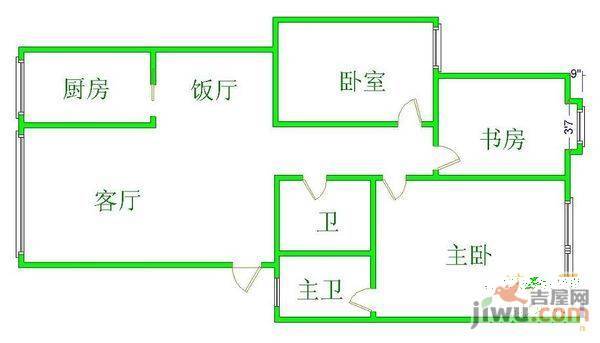 麒龙花园3室2厅2卫103㎡户型图