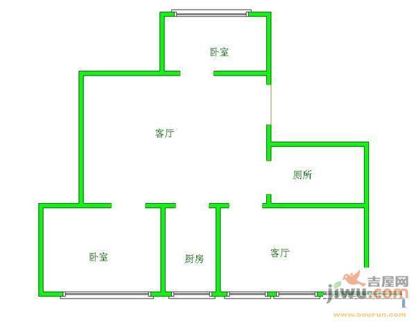 麒龙花园3室2厅2卫103㎡户型图