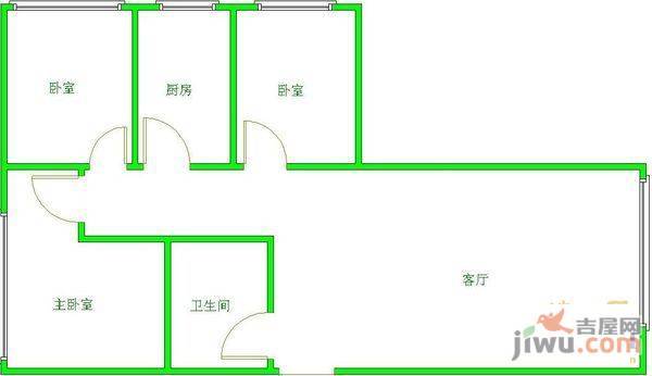 麒龙花园3室2厅2卫103㎡户型图