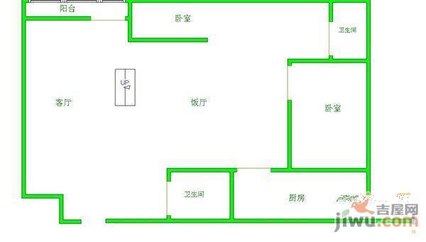 海发紫林苑2室2厅1卫111㎡户型图