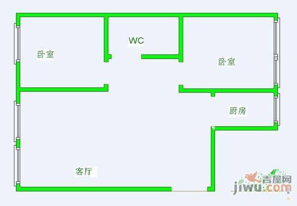 康瑞苑2室1厅1卫91㎡户型图