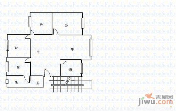 安云路小区3室2厅2卫139㎡户型图