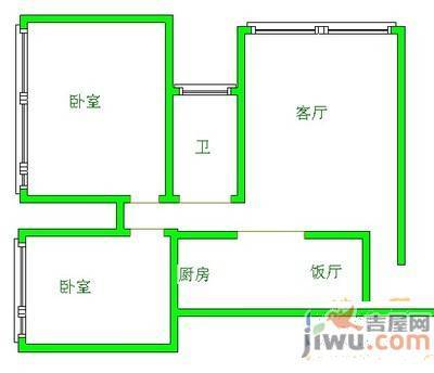 贵山城市花园2室2厅1卫户型图