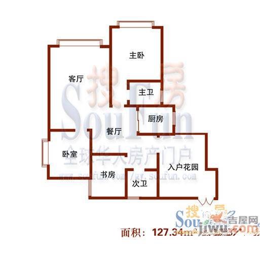 扶风花园3室2厅2卫户型图