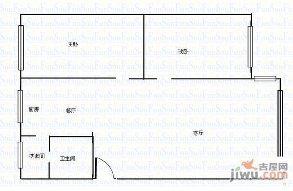 东山小区2室1厅1卫64㎡户型图