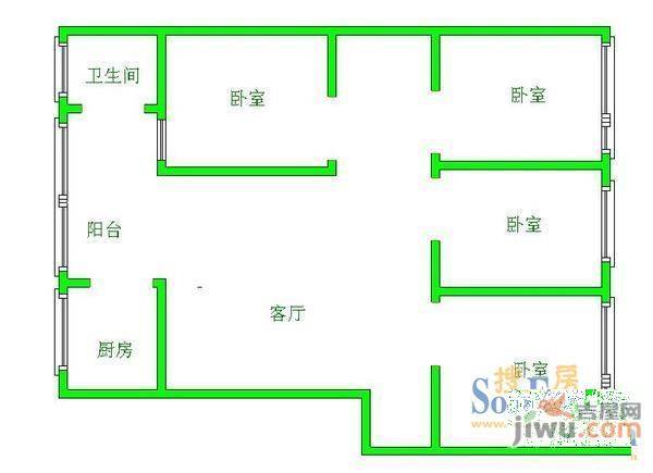 天富公寓1室1厅1卫户型图