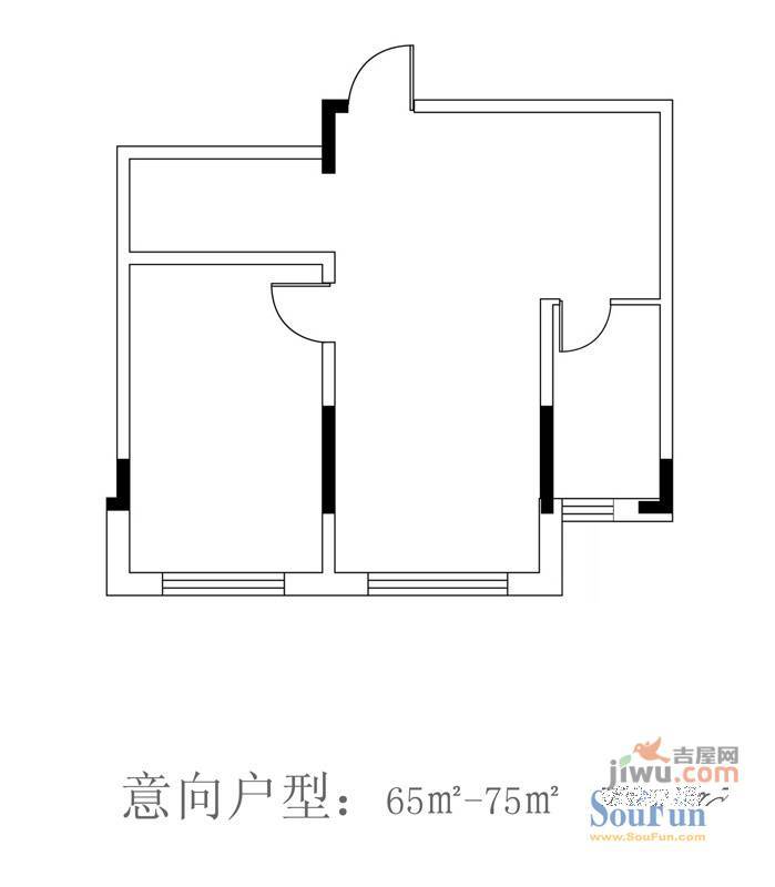 天富公寓1室1厅1卫户型图