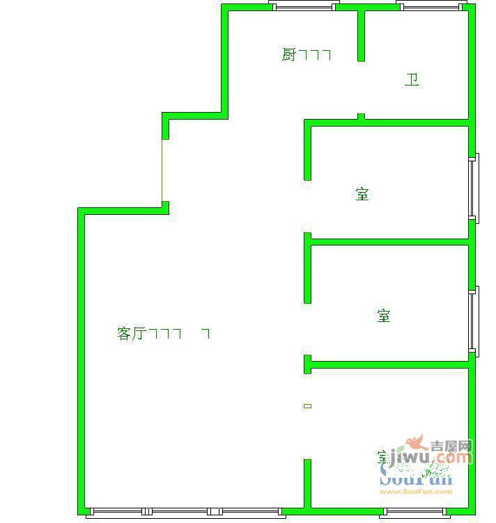 陕西路翠屏巷小区0室2厅1卫户型图