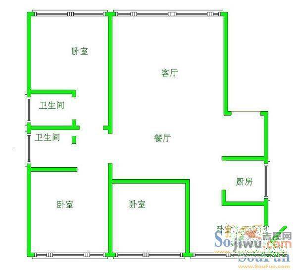 陕西路翠屏巷小区0室2厅1卫户型图