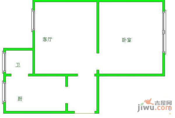 市北路商住楼2室1厅1卫63㎡户型图