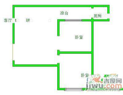 市北路商住楼2室1厅1卫63㎡户型图