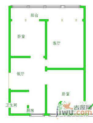 市北路商住楼2室1厅1卫63㎡户型图