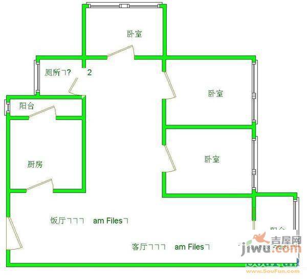 观水馨园3室2厅1卫户型图