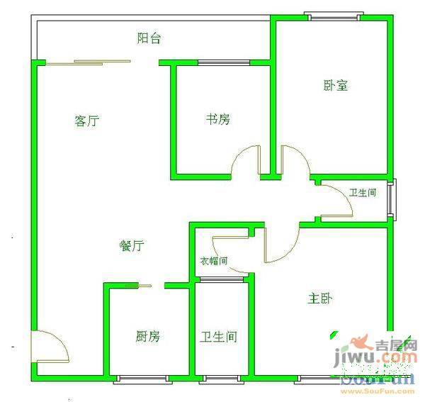 观水馨园3室2厅1卫户型图