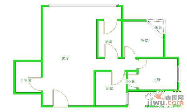 观水馨园3室2厅1卫户型图