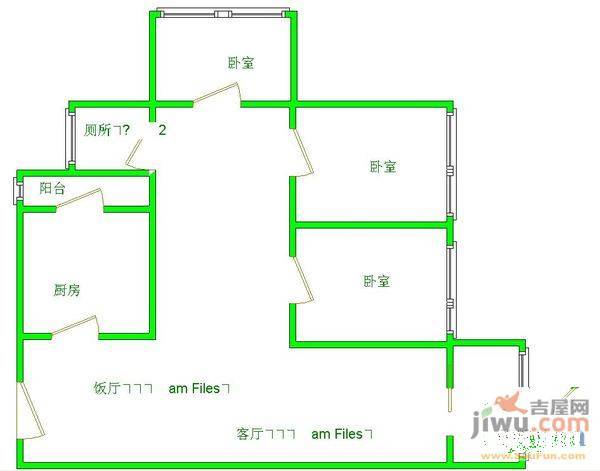 观水馨园3室2厅1卫户型图