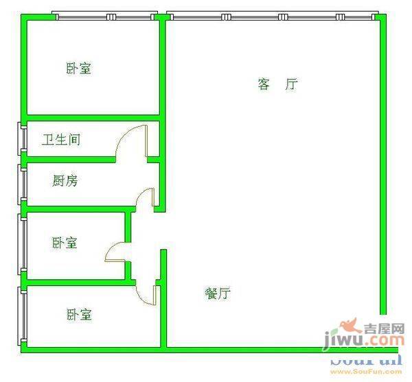 观水馨园3室2厅1卫户型图